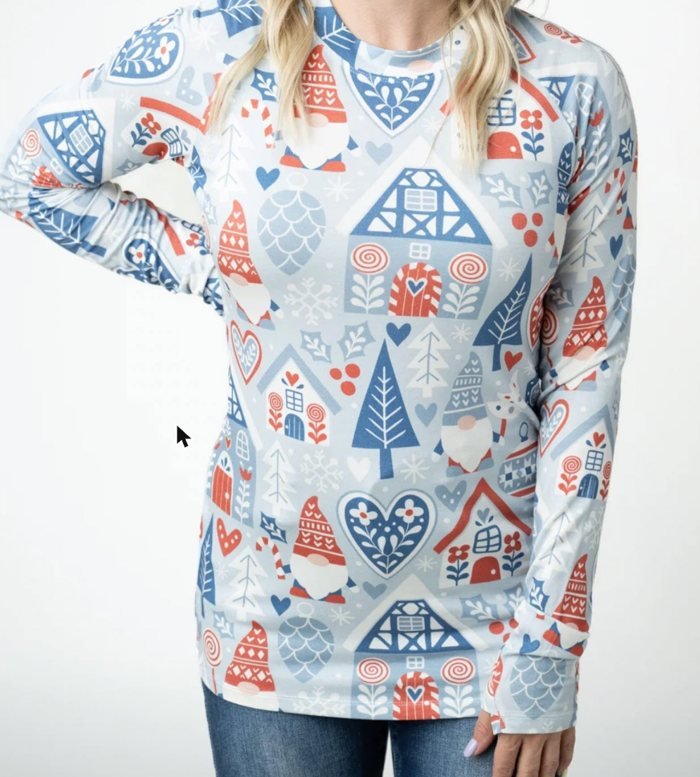 Blair longsleeve top in the Winter Gnome print