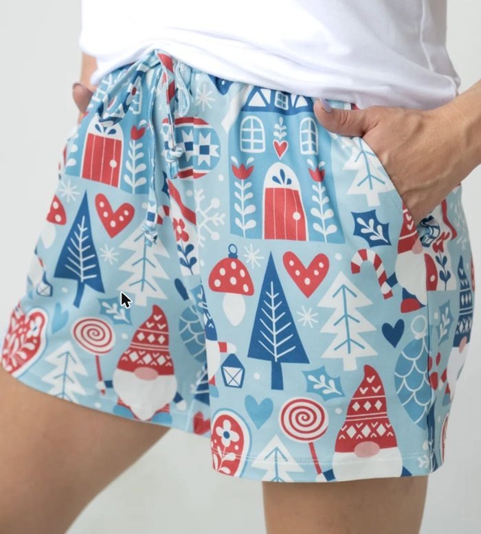 Jamie shorts in the Winter Gnome print
